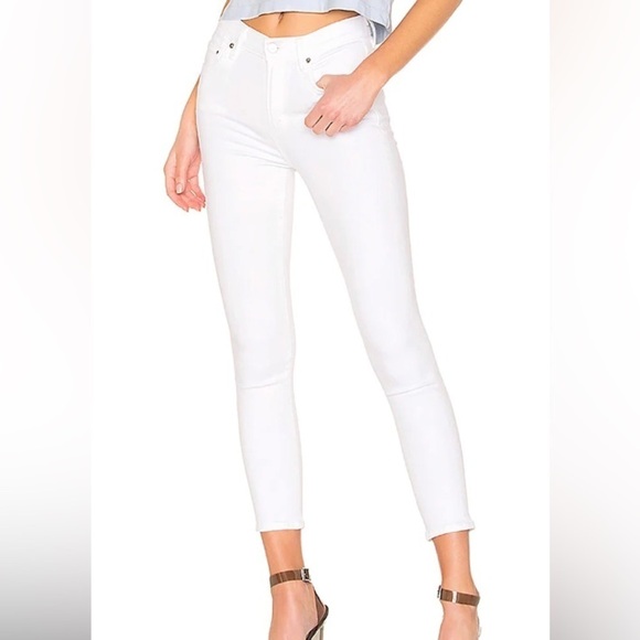 CITIZENS OF HUMANITY Sz 32 Rocket Crop High Rise Skinny White Jeans - Picture 1 of 11